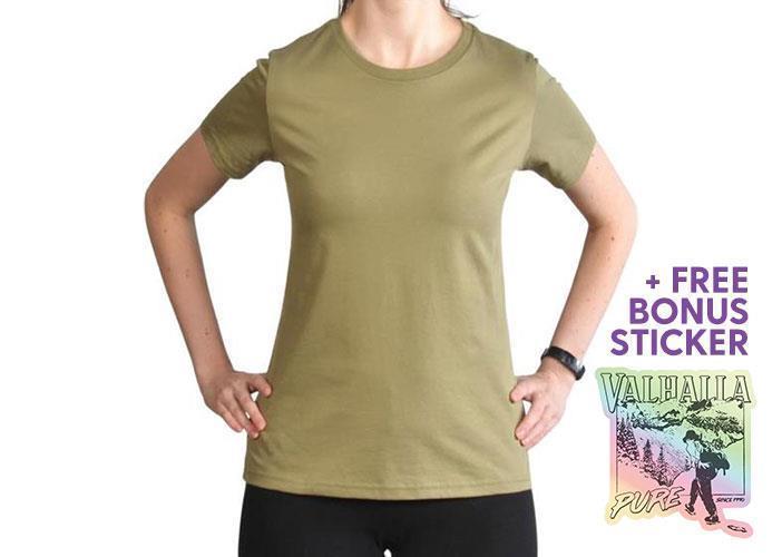 Pima Cotton SS Crew Neck T-Shirt - Womens - Olive 1