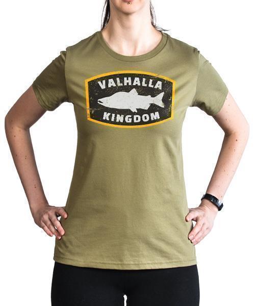 Valhalla Kingdom - Fish Kingdom Pima Cotton T-Shirt - Womens - Olive 1