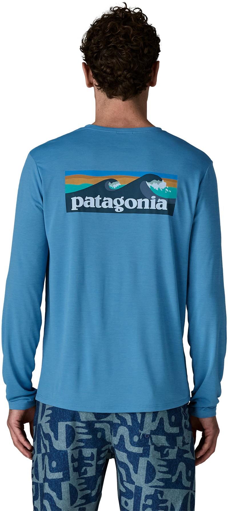 Capilene Cool Daily LS Shirt - Boardshort Logo - Mens - shore blue / light shore blue x-dye 1
