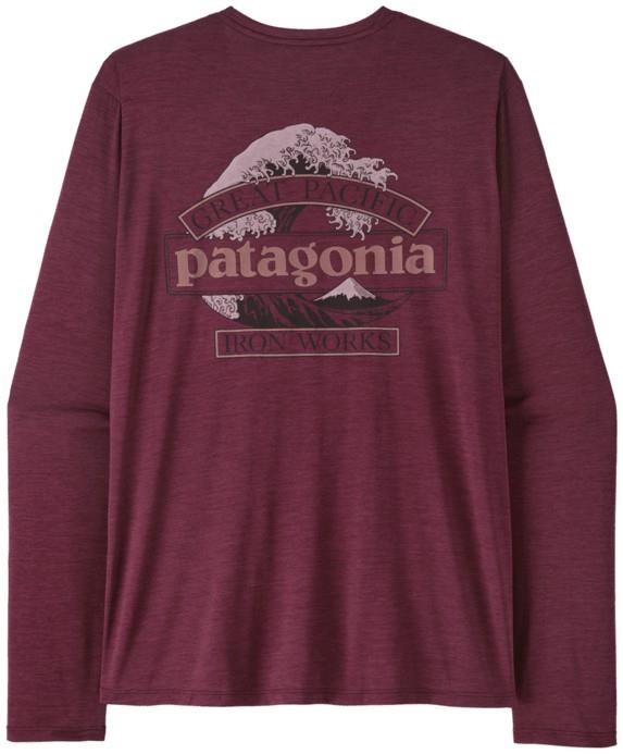 Capilene Cool Daily LS Shirt - Great Waves - Mens - berry fig / light berry fig x-dye 1