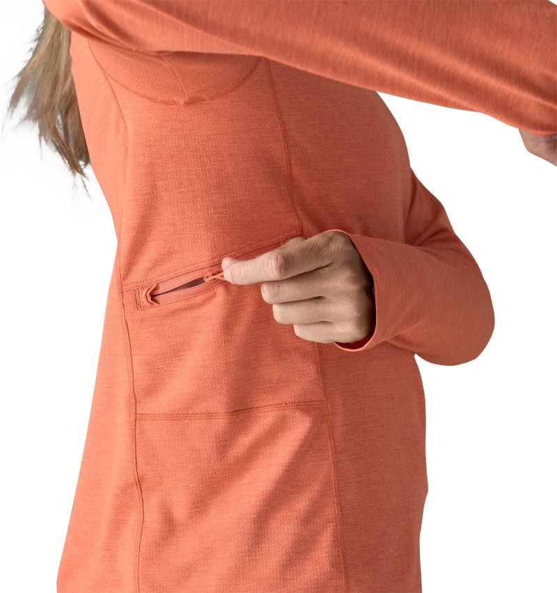 Capilene Cool LS Sun Shirt - Womens - mellow melon / peach sherbet x-dye 1
