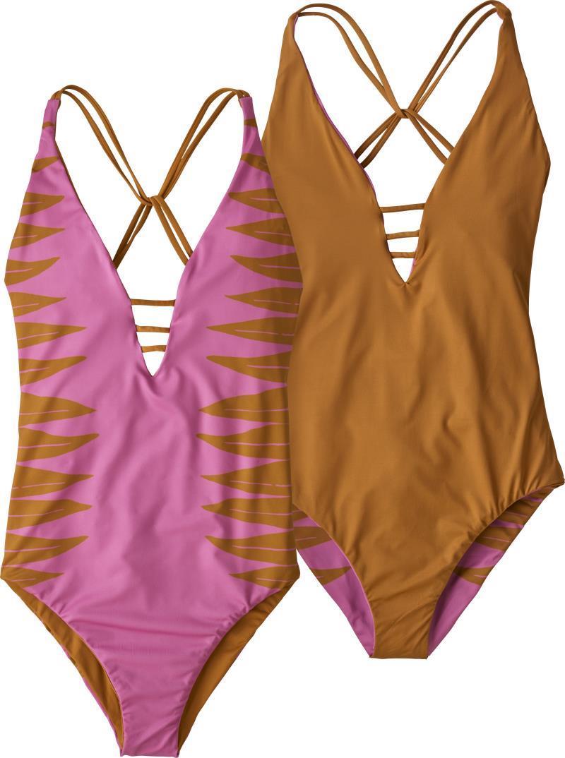 Reversible Extended Break 1pc Swimsuit - Womens - Eucalyptus Fronds Engineered / Marble Pink 1