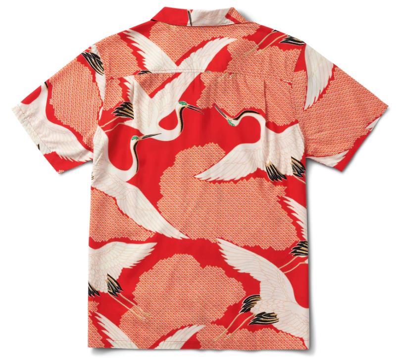 Gonzo Camp Collar Woven SS - Mens - Hoffman Bright Red Vintage Crane 2