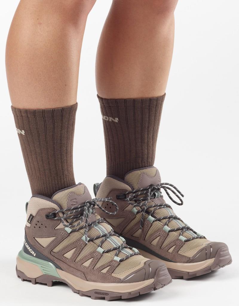 X Ultra 360 Leather Mid GTX - Womens - desert tan / iron / green milieu 1