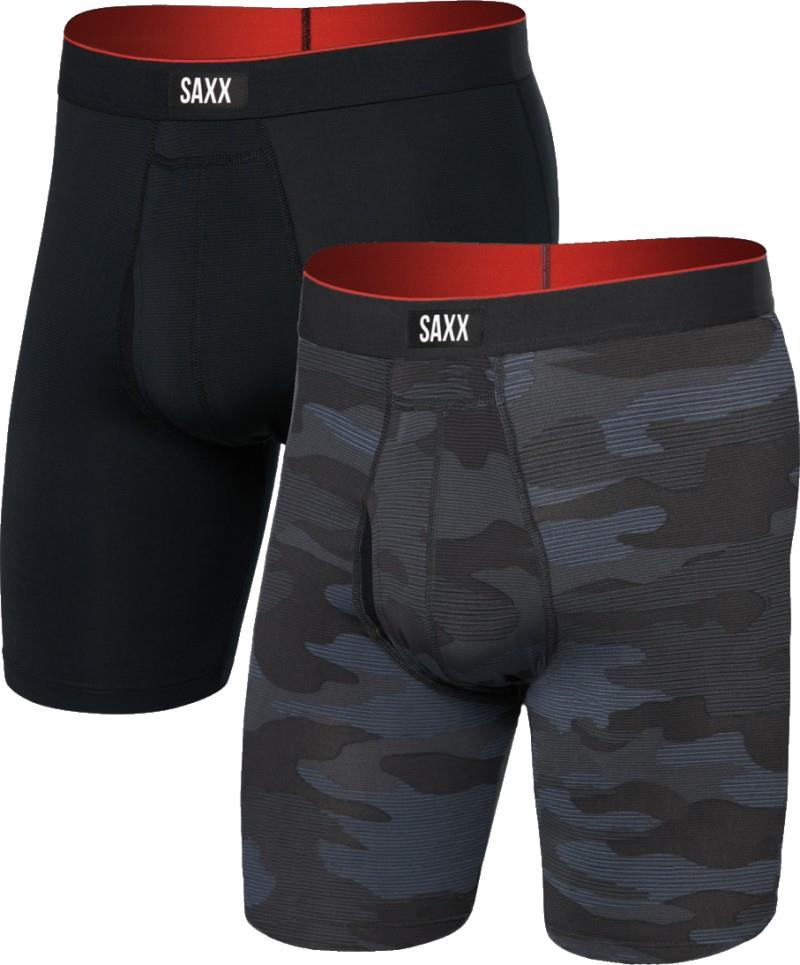 Multi-Sport Mesh Long Boxer Briefs w/ Fly, 8" Inseam - Mens - 2 Pack - remote camo / black 1