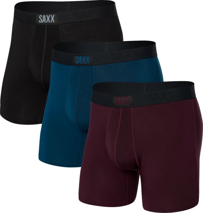 Vibe Super Soft Boxer Brief, 5" Inseam - Mens - 3 Pack - Burnt Plum / Teal / Black 1
