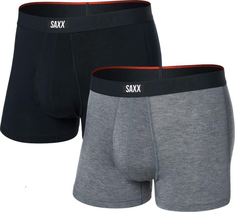 Vibe Xtra Soft Comfort Trunks w/ Fly, 3" Inseam - Mens - 2 Pack - black / dark grey heather 1