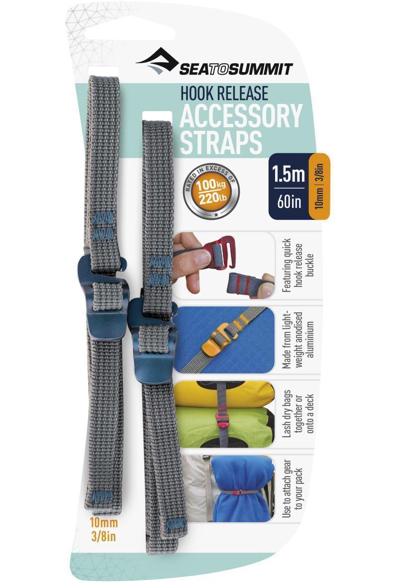 Accessory Straps w/Hook Release (Pair) 10mm x 1.5m (3/8" x 60") - Grey / Blue - Not Applicable 2