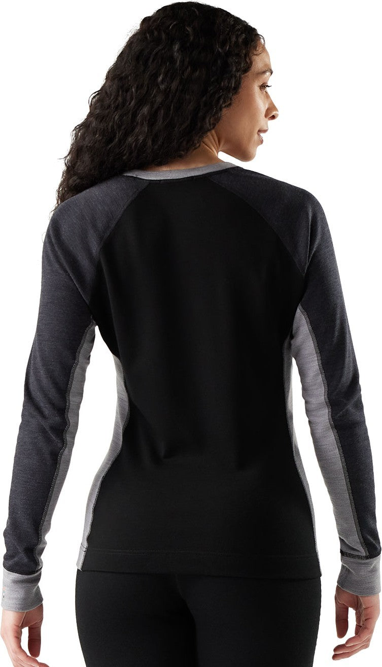 Classic Thermal Merino Base Layer Colorblock Crew - Womens - black 1