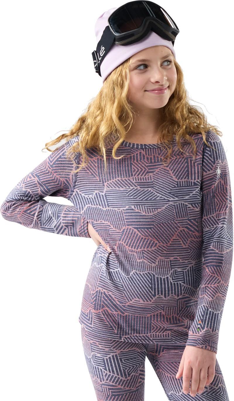 Classic Thermal Merino Base Layer Crew - Kids - indigo linear peaks 1
