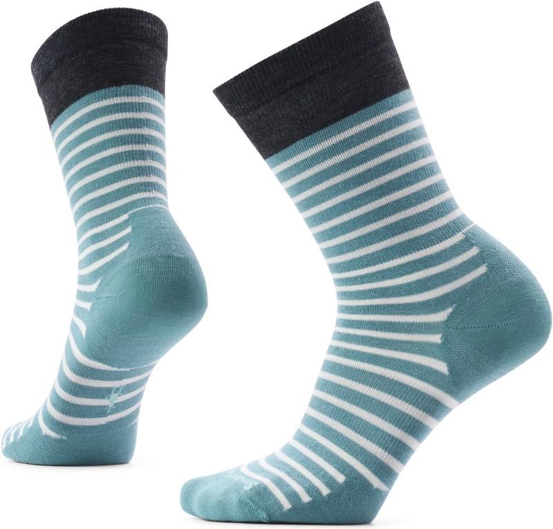 Everyday Pin Stripe Crew Socks - Womens - dusty teal 1