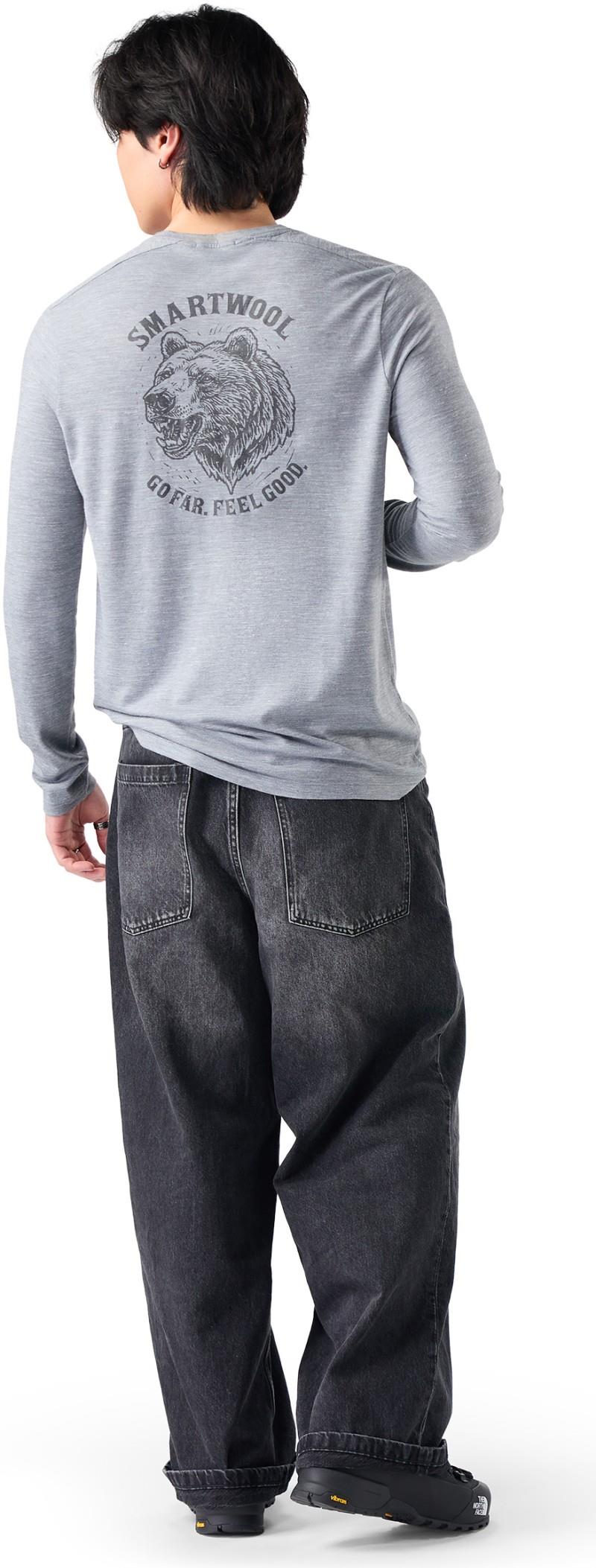 Hemp Blend Go Far Bear LS Graphic Tee - Mens - light gray heather 1