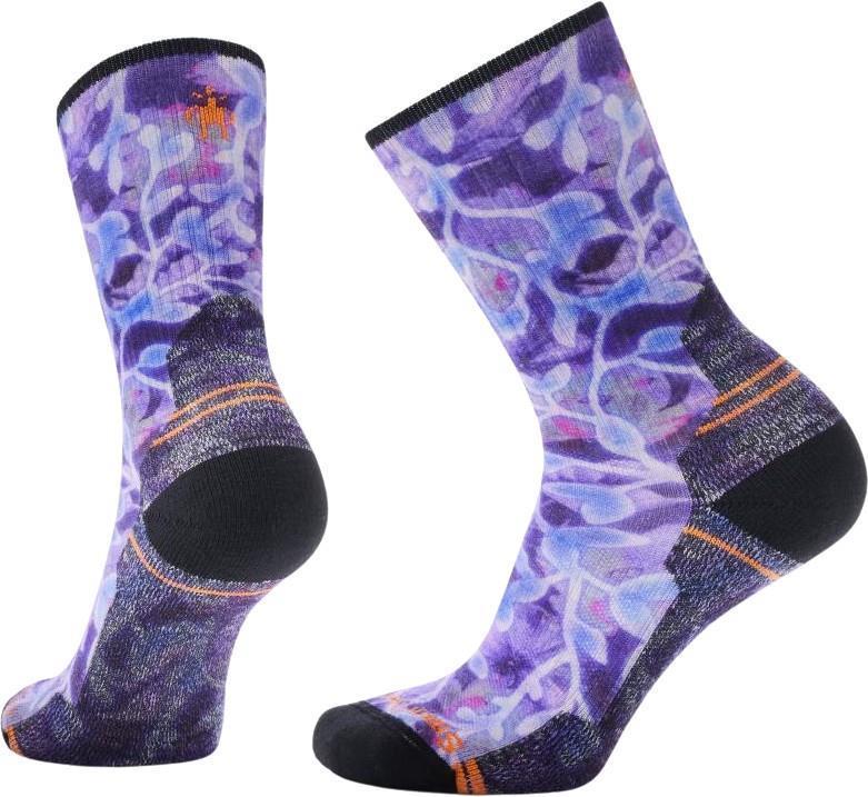 Hike Light Cushion Floral Print Crew Socks - Womens - Purple Iris 1