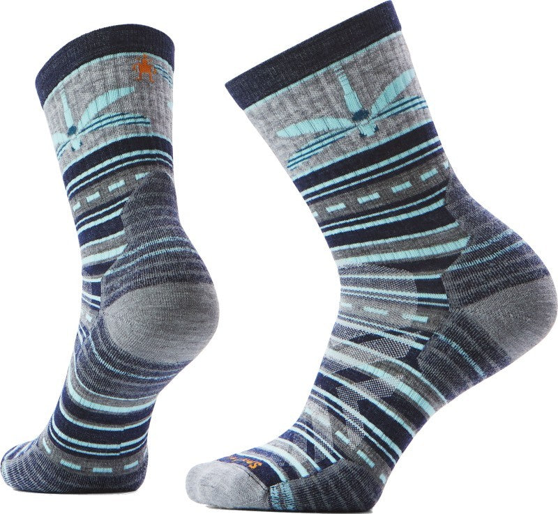 Hike Targeted Cushion Dragon Stitch Mid Crew Socks - Womens - deep navy 1