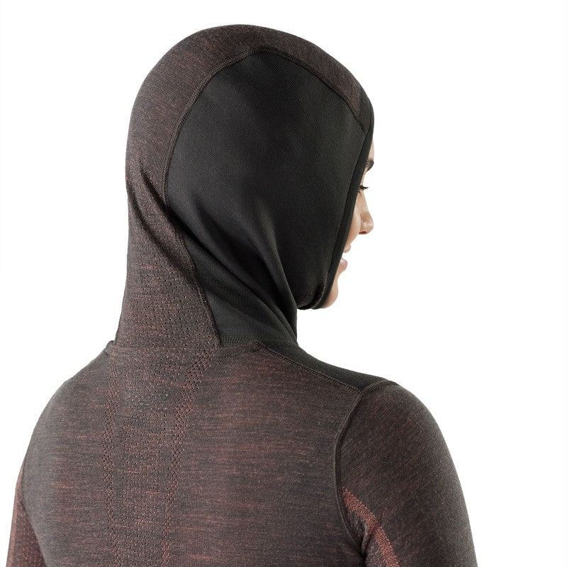 Intraknit Thermal Merino Base Layer Hoodie - Womens - charcoal / coral reef 1