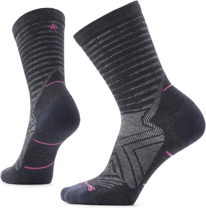 Run Zero Cushion Pattern Crew Socks - Womens - charcoal 1