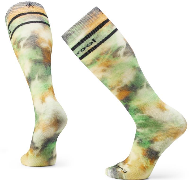 Ski Full Cushion Groovy Tie Dye Print Over The Calf Socks - Mens - winter moss 1