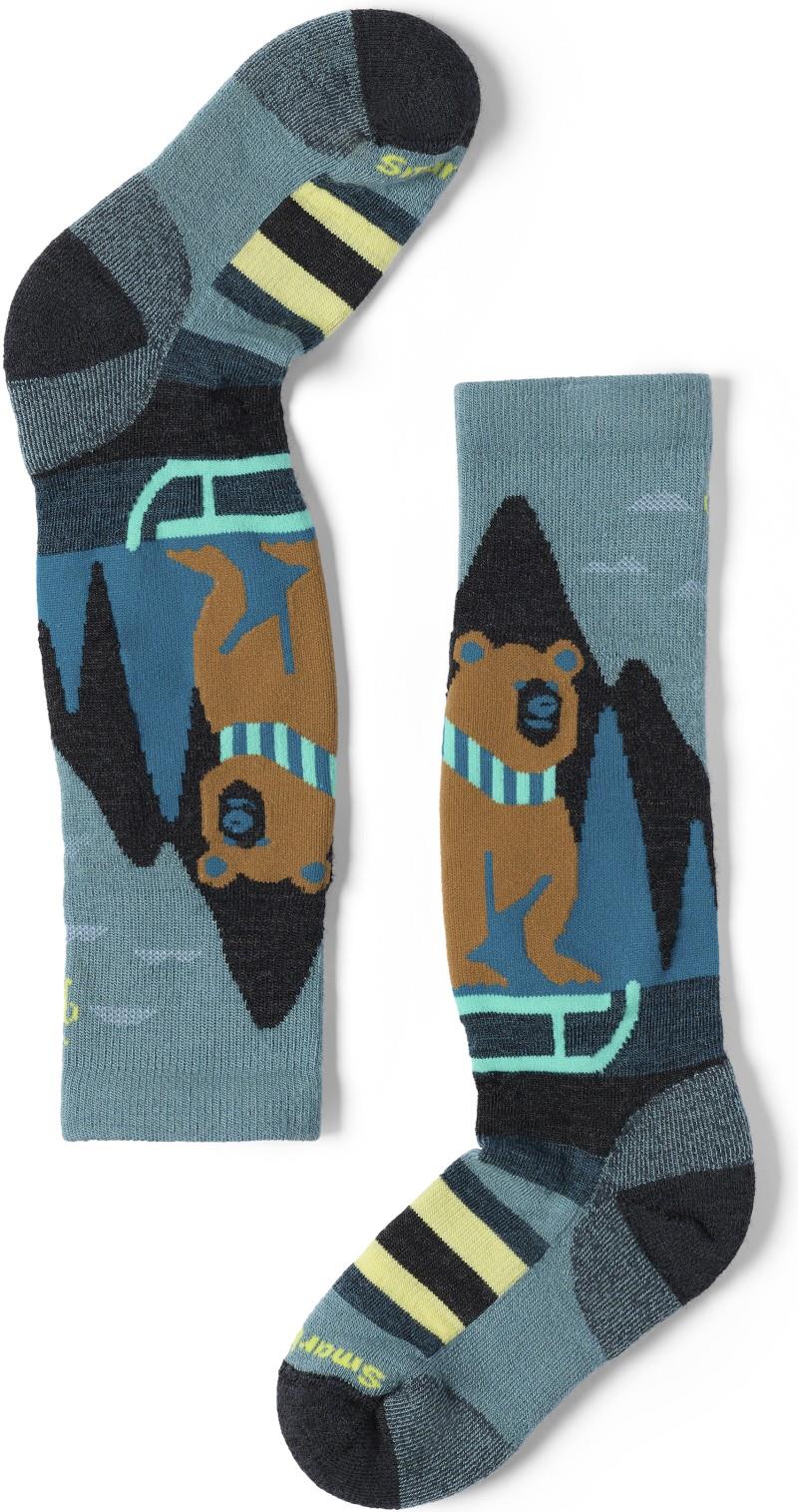 Ski Light Cushion Sleigh Bear Over The Calf Socks - Kids - dusty teal 1