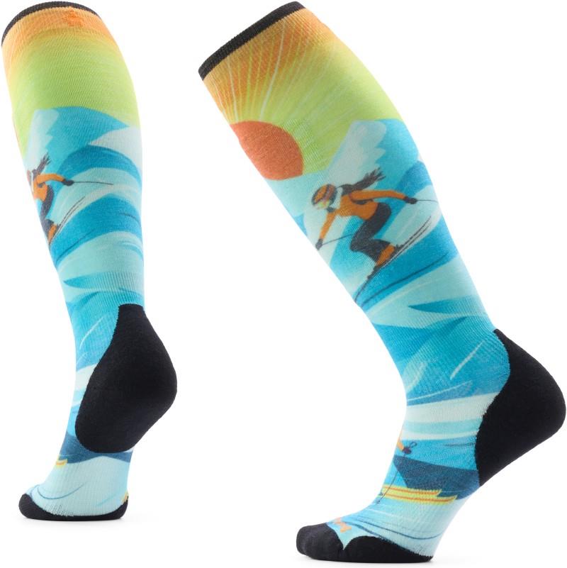 Ski Targeted Cushion Steep Days Print Over the Calf Socks - Womens - serene blue 1