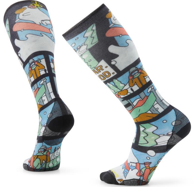 Ski Targeted Cushion Winter Adventure Print Over The Calf Socks - Mens - Multi Color 1