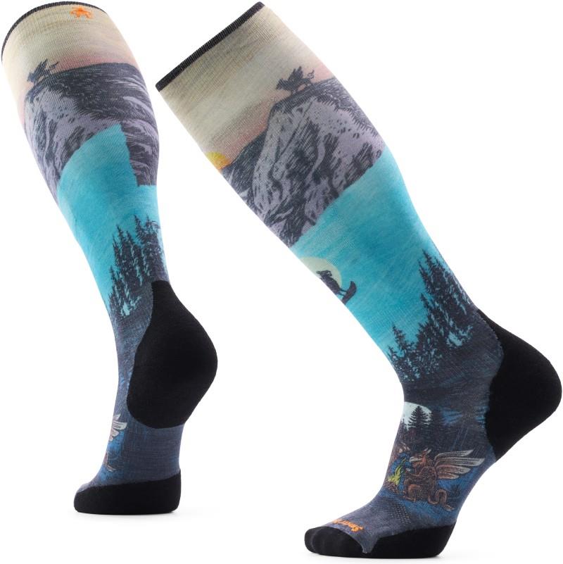 Ski Targeted Cushion Winter Phase Print Over the Calf Socks - purple dawn 1