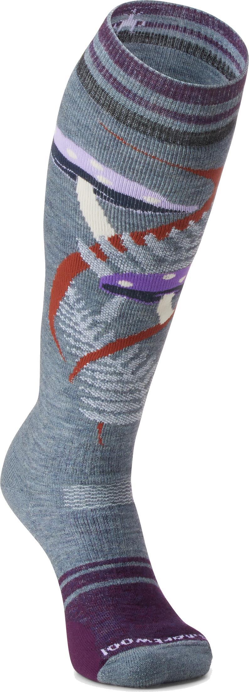 Snowboard Full Cushion Fungi Fabulous Over The Calf Socks - Womens - Pewter Blue 2