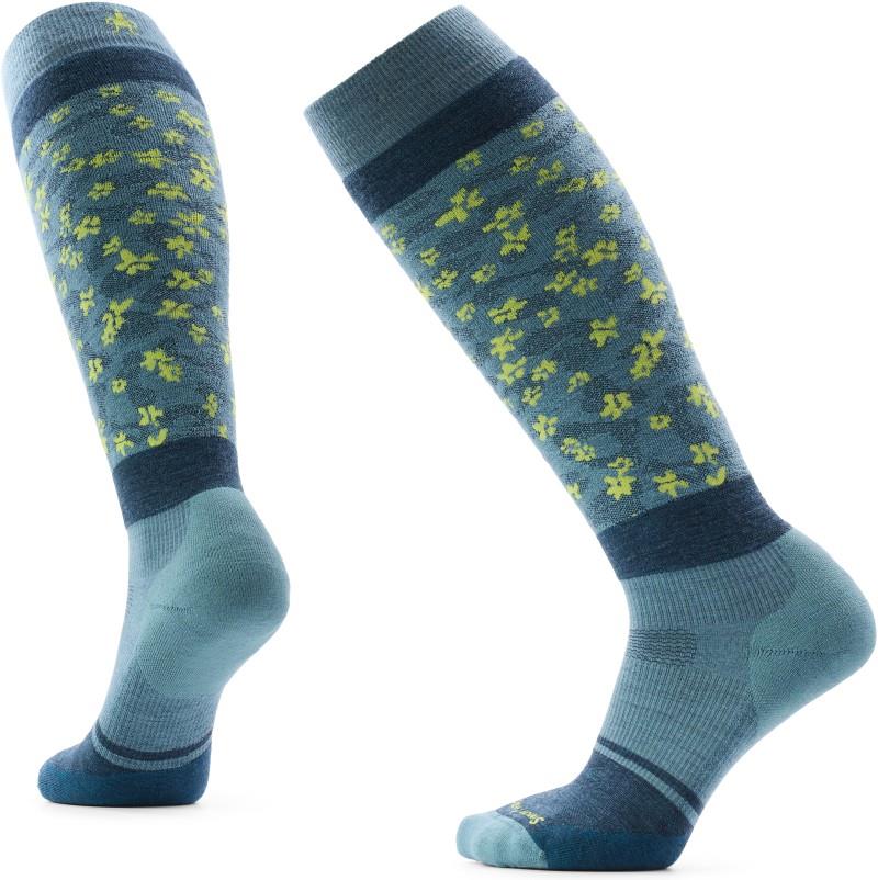 Snowboard Targeted Cushion Wild Blossom Over the Calf Socks - Womens - dusty teal 1