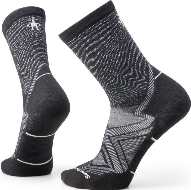 Trail Run Targeted Cushion Crew Socks - Mens - Black / White 1