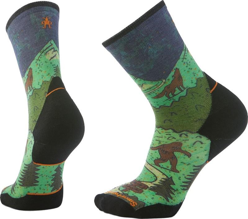 Trail Run Targeted Cushion Neature Print Crew Socks - Mens - twilight blue 1