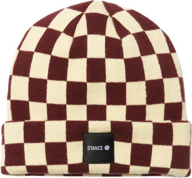 Checked Out Beanie - wine 1