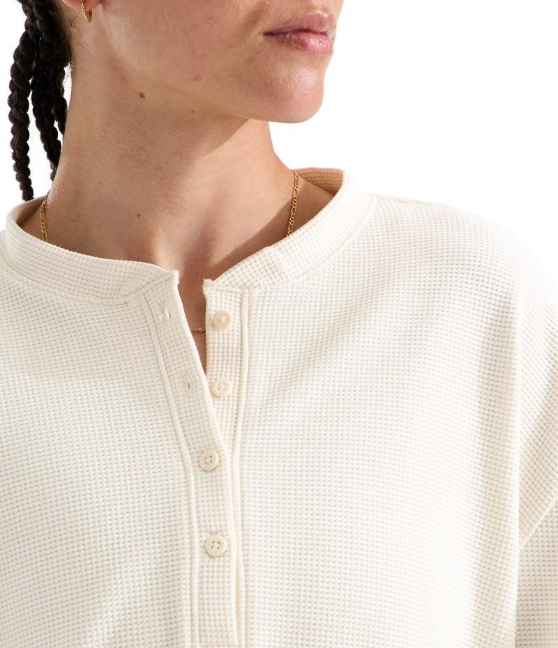 Ridge Path Waffle LS Henley - Womens - white dune 1