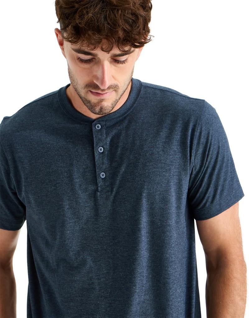 Tri-Blend SS Henley - Mens - summit navy white heather 1