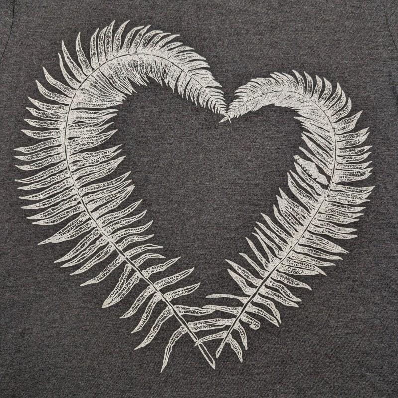 Fern Heart Crew Neck T-Shirt - Womens - onyx frost 1