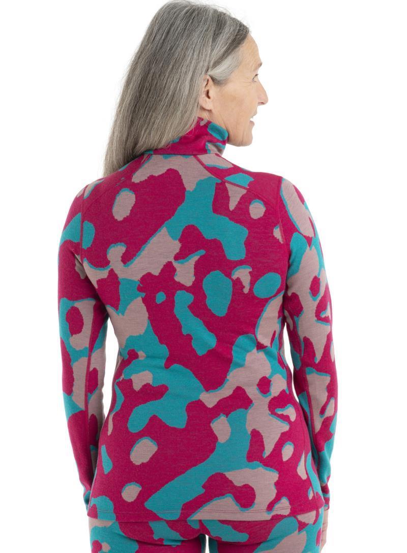 Merino 260 Vertex LS Half Zip - Natural Camo - Womens - Electron Pink / Crystal / Flux Green - Jacquard 4