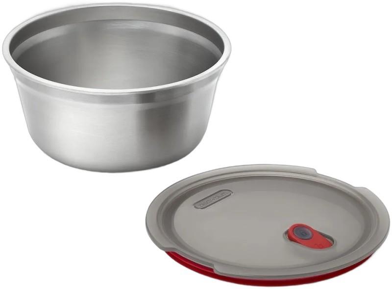 Steel Food Bowl - Large - grey / red 1