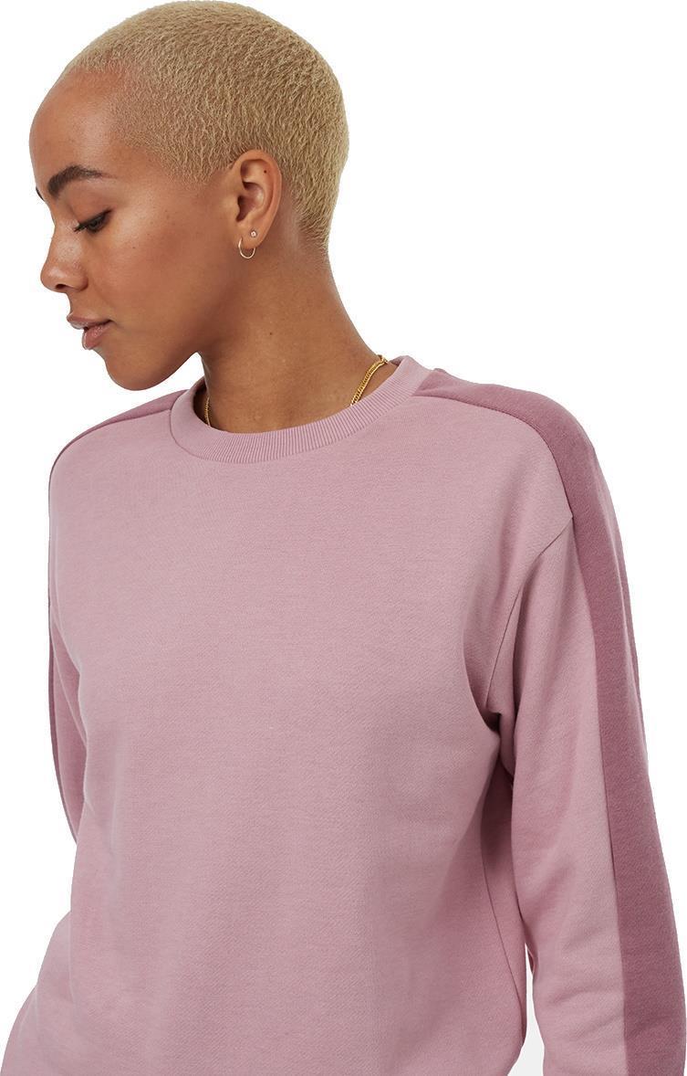 Blocked Sleeve Stripe Crew - Womens - dawn pink / dusky orchid 1