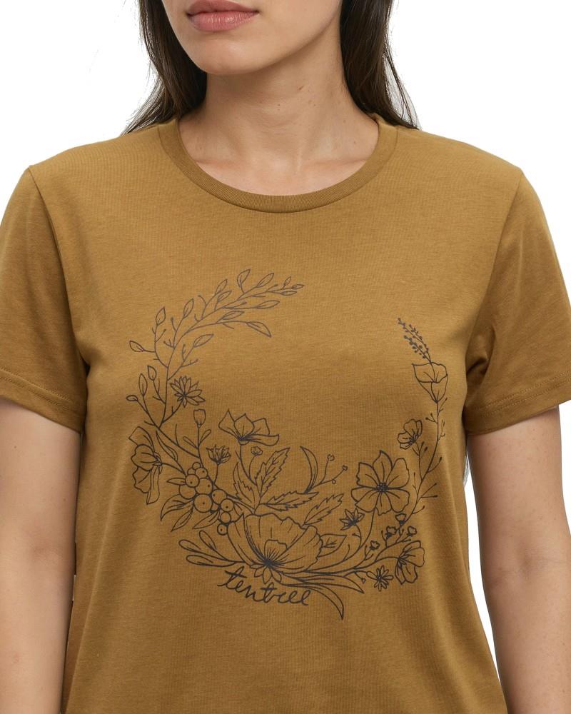 Evergreen Floral T-Shirt - Womens - cider / meteorite black 1