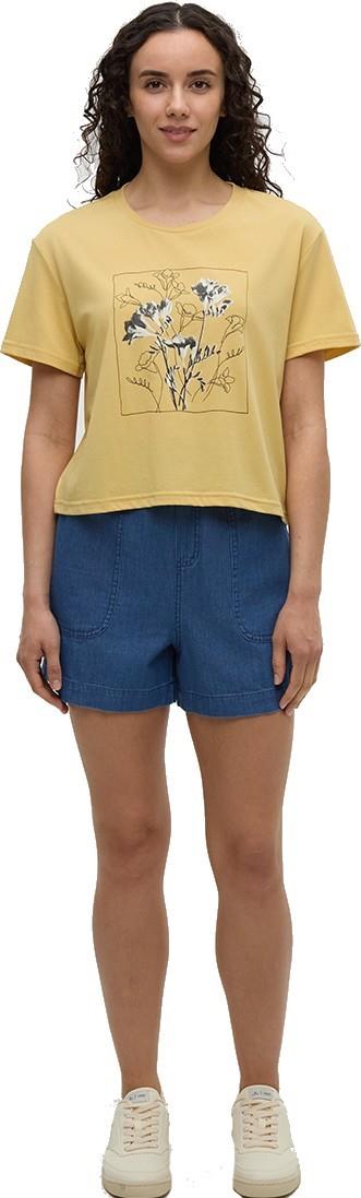 Floral Crop T-Shirt - Womens - dusk yellow / meteorite black 1