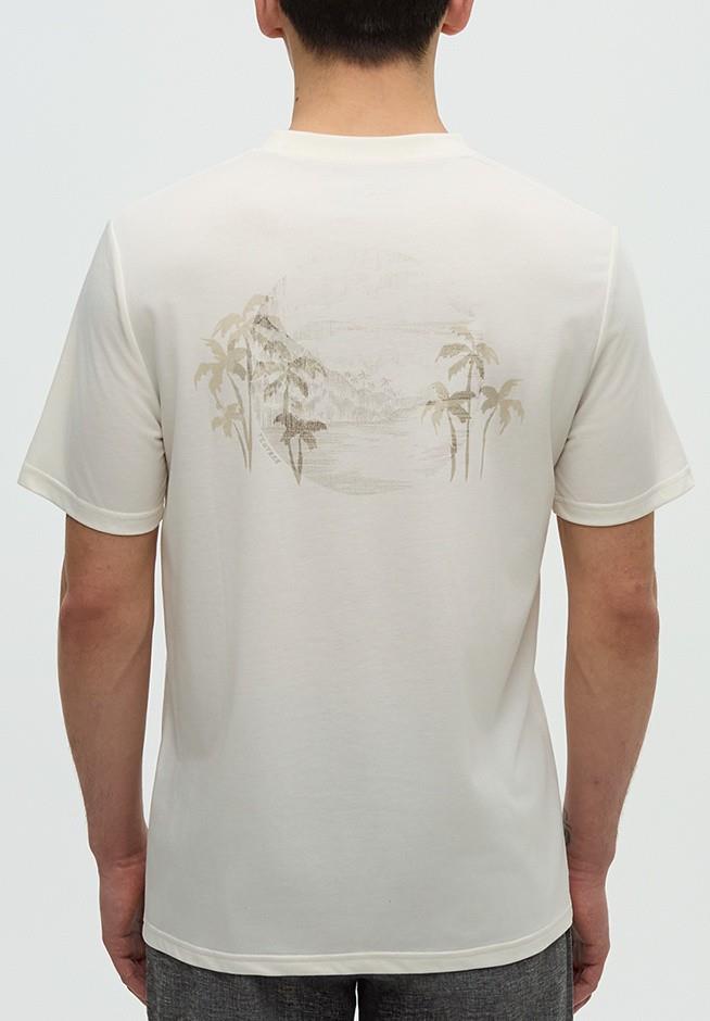 Haiti Palm Overlay T-Shirt - Mens - undyed / sand stone 1