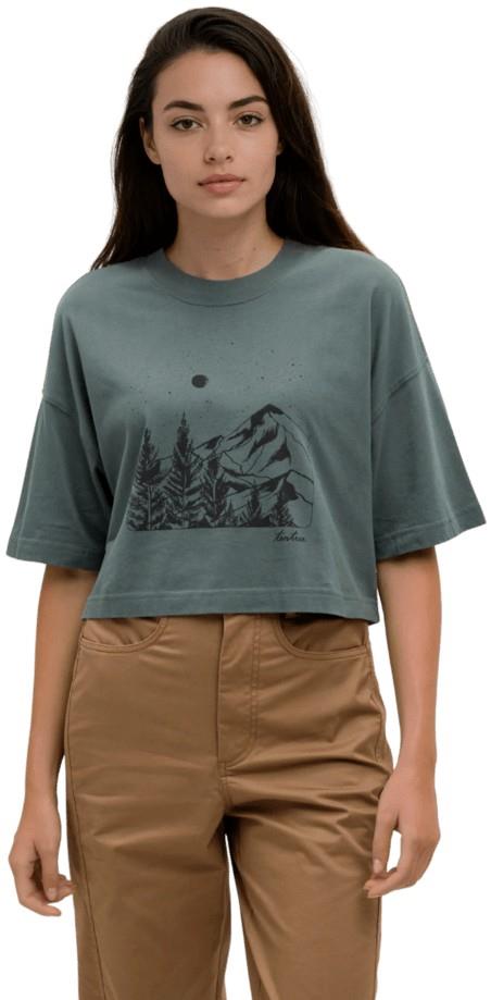 Parks Landscape Oversized Crop T-Shirt - Womens - pine green / meteorite black 1