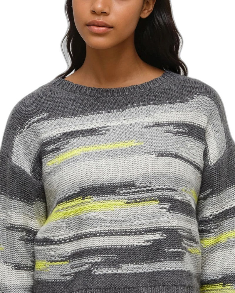 Prospect Sweater - Womens - dark grey heather / abstract stripe 1