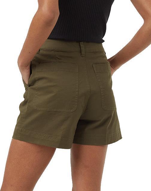 Twill High Waist Shorts - Womens - olive night green 1