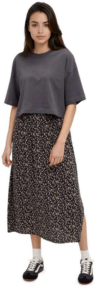 Yaletown Skirt - meteorite black / meadowland ditsy 1