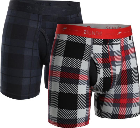 Day Shift Boxer Briefs, 6" Inseam - Print - 2 Pack - Mens - stealth / mac plaid 1