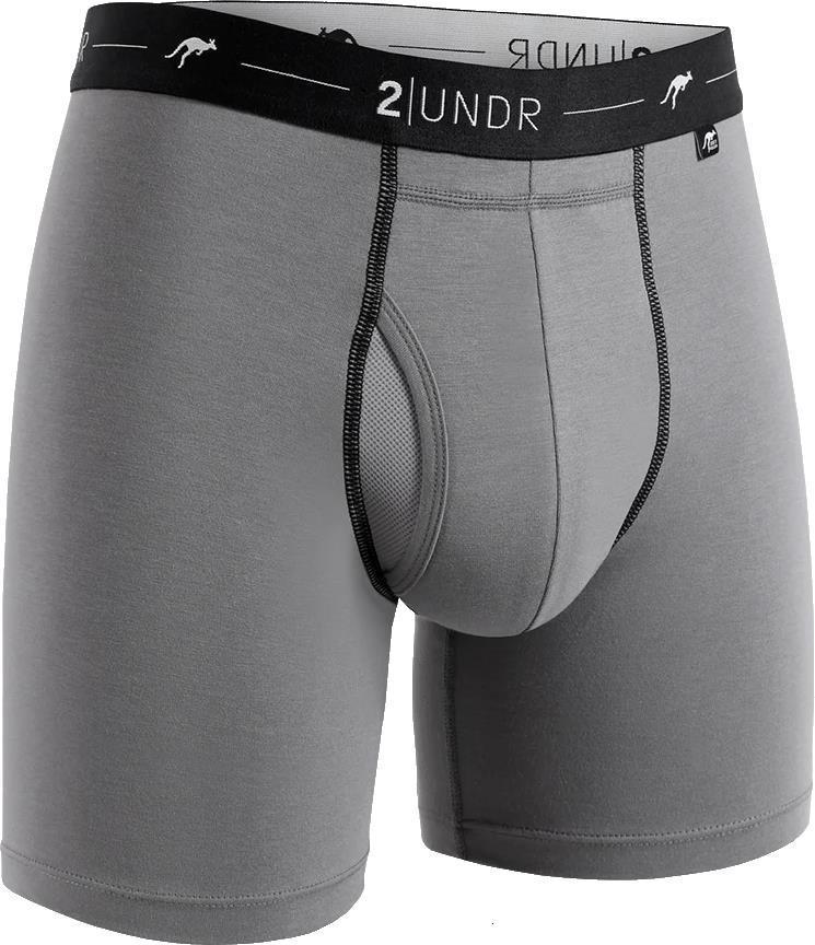 Day Shift Boxer Briefs, 6" Inseam - Solid - Mens - grey 1