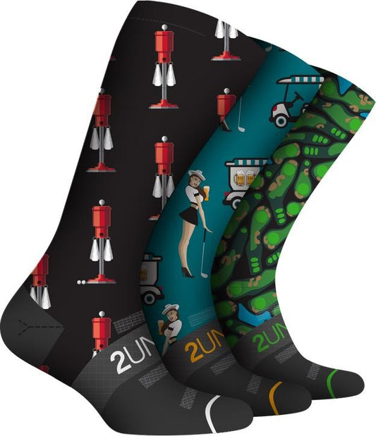 Flex Crew Socks - Print - 3-Pack - Mens - ball washer / cart girl / back9 1