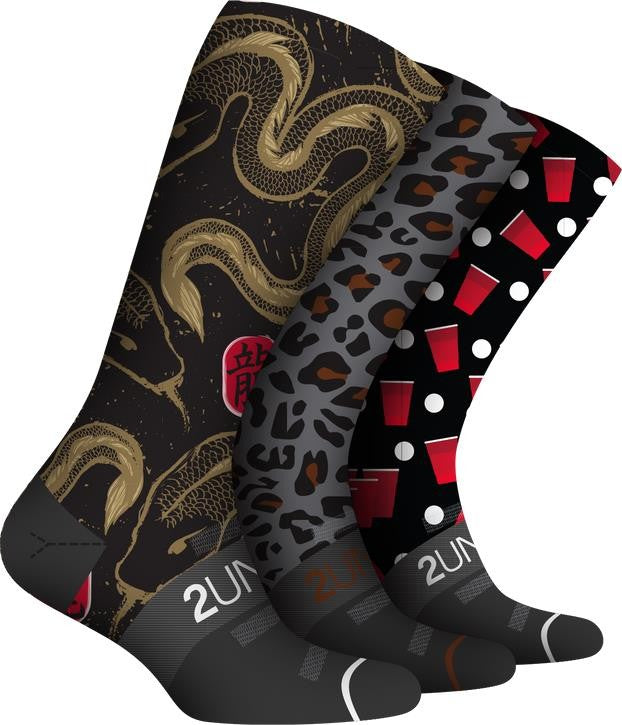 Flex Crew Socks - Print - 3-Pack - Mens - year of the snake / leopard / brolympics 1