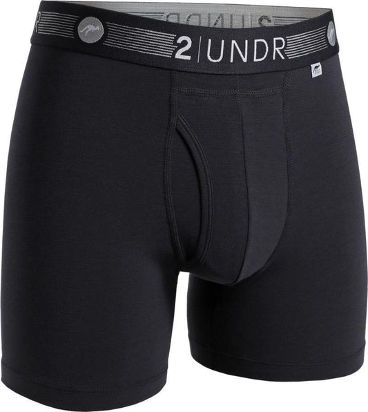 Flow Shift Boxer Briefs, 6" Inseam - Solid - Mens - Black 1