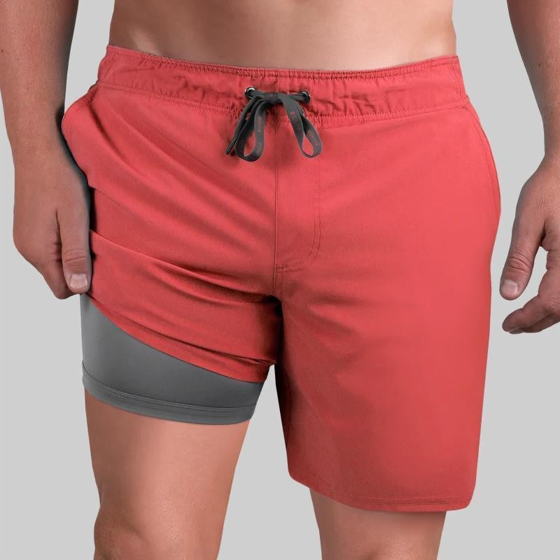 Juicy 2-in-1 Shorts - 4XL-5XL - Mens - coral 1
