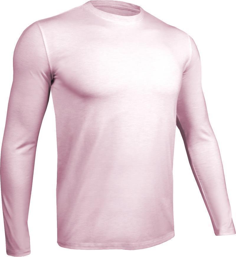 Luxe Crew Neck LS Tee - Mens - heathered light pink 1